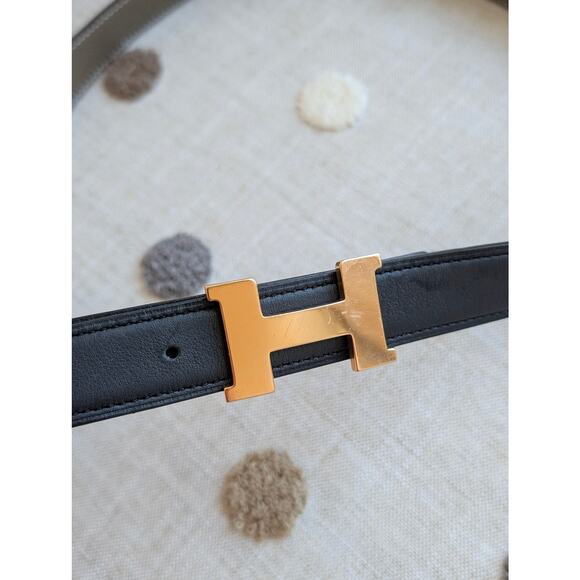 Hermes H Belt Buckle & Reversible Leather Strap 32 mm Safari/Noir 90 CM - Picture 5 of 10